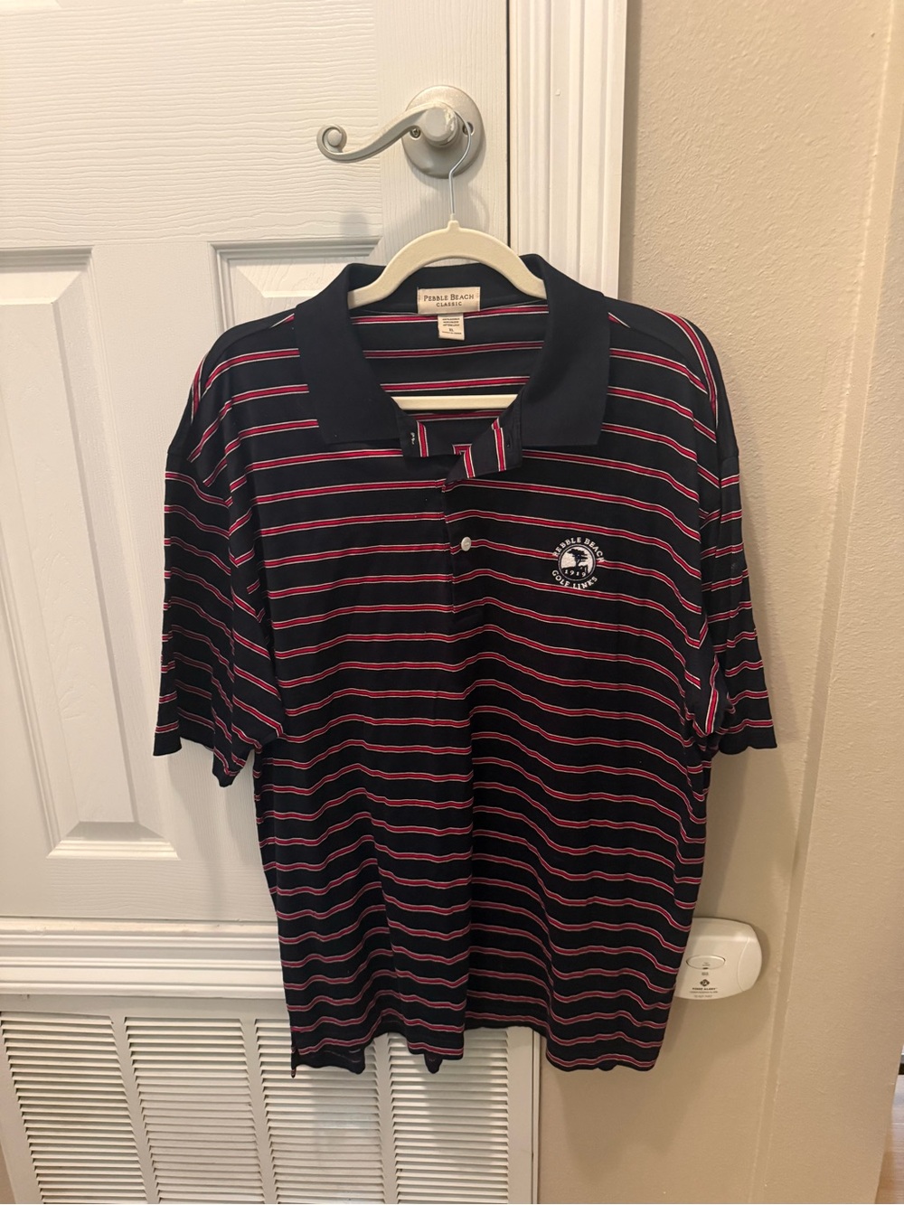 Pebble Beach Navy and Red Striped Polo